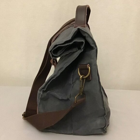 ASEBBO Canvas Insulated Lunch Bag Cooler Gray Shoulder Strap Work Hiking Picnic - Picture 4 of 12